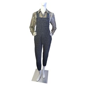 Smash + Tess x Hilary Duff Textured Black Cotton Linen Overalls | S&T | Size XS